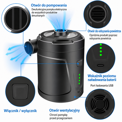 AirGo Pro™ – Bezprzewodowa Mini Pompka Elektryczna USB-C 2w1